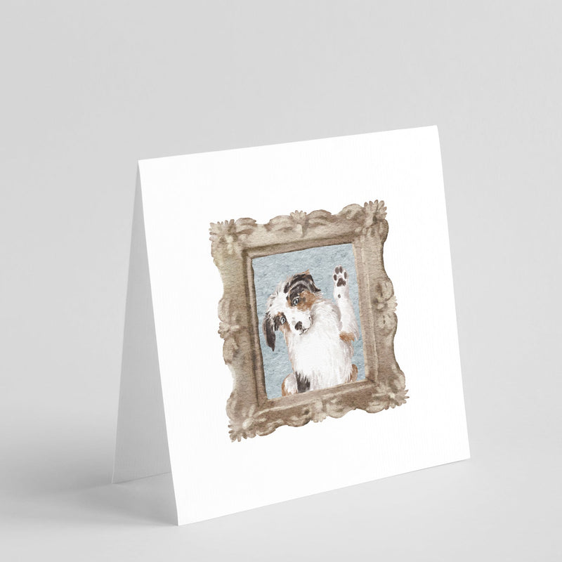 Australian Shepherd Merle Hello Square Greeting Cards and Envelopes Pack of 8