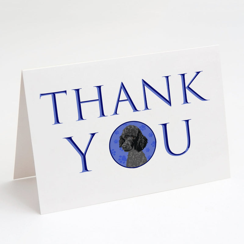 Poodle Standard Black Thank You Greeting Cards and Envelopes Pack of 8