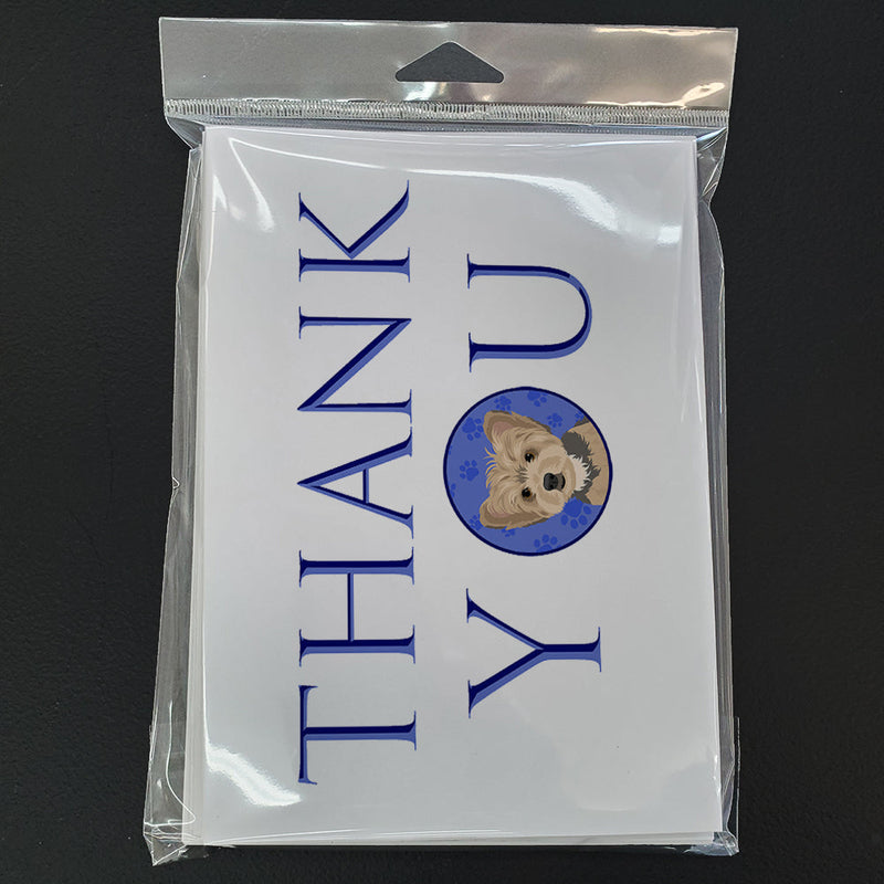 Yorkie Blue and Tan Puppy Thank You Greeting Cards and Envelopes Pack of 8