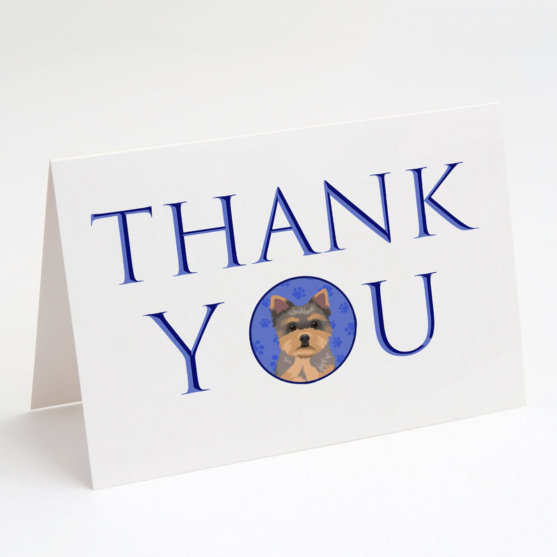 Yorkie Chocolate Puppy Thank You Greeting Cards and Envelopes Pack of 8