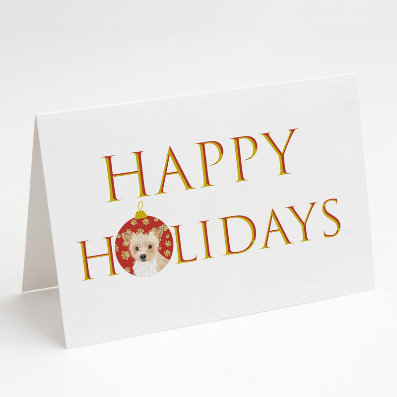 Yorkie Parti Happy Holidays Greeting Cards and Envelopes Pack of 8