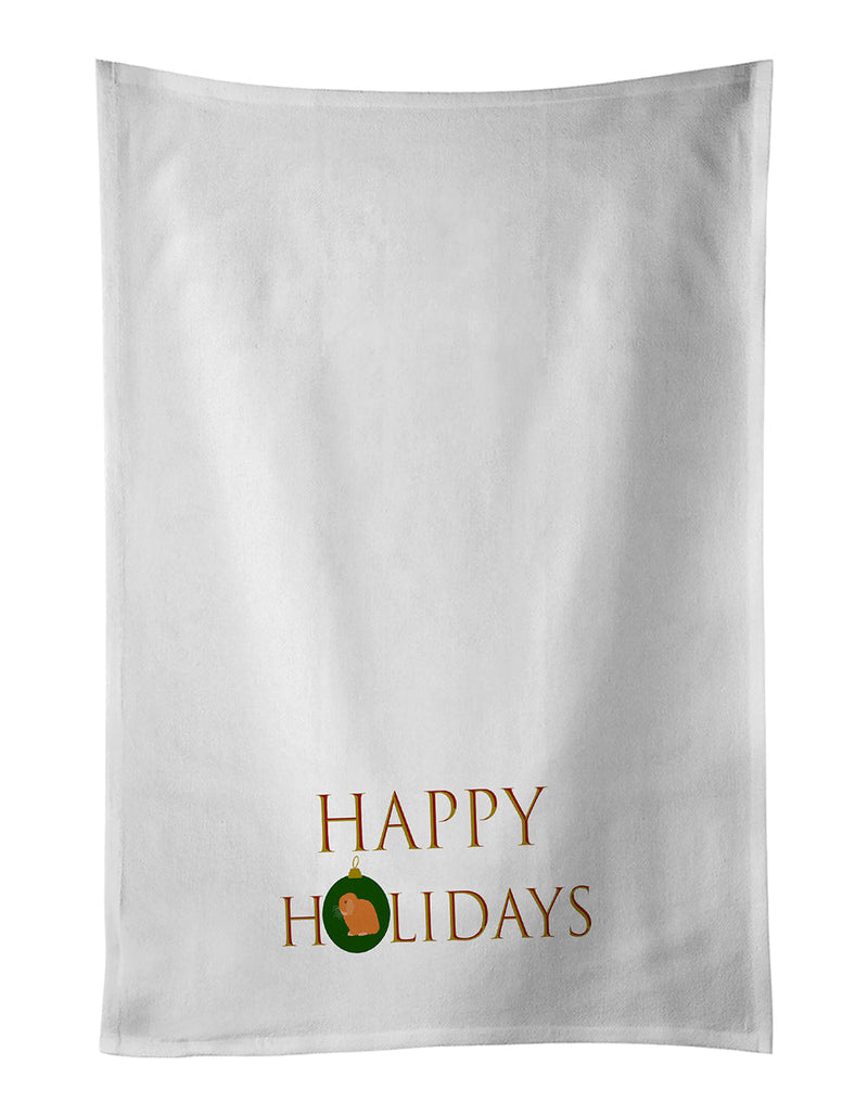 Rabbits - Holland Lop Rabbit Happy Holidays White Kitchen Towel Set of 2