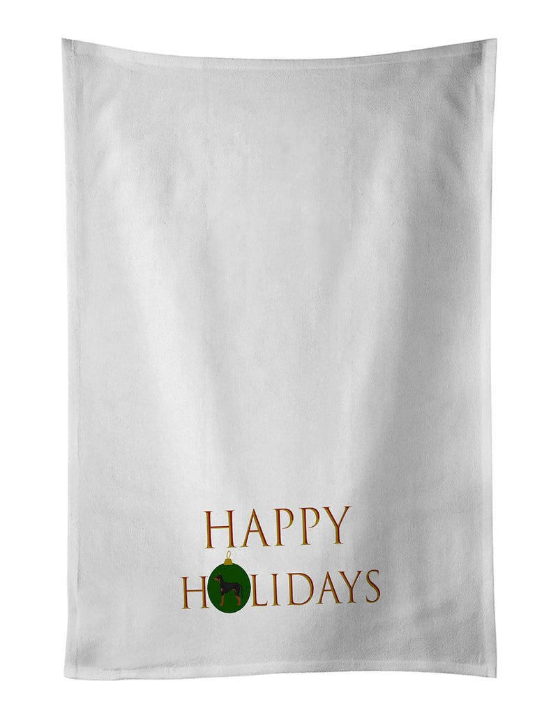 Manchester Terrier Happy Holidays White Kitchen Towel Set of 2