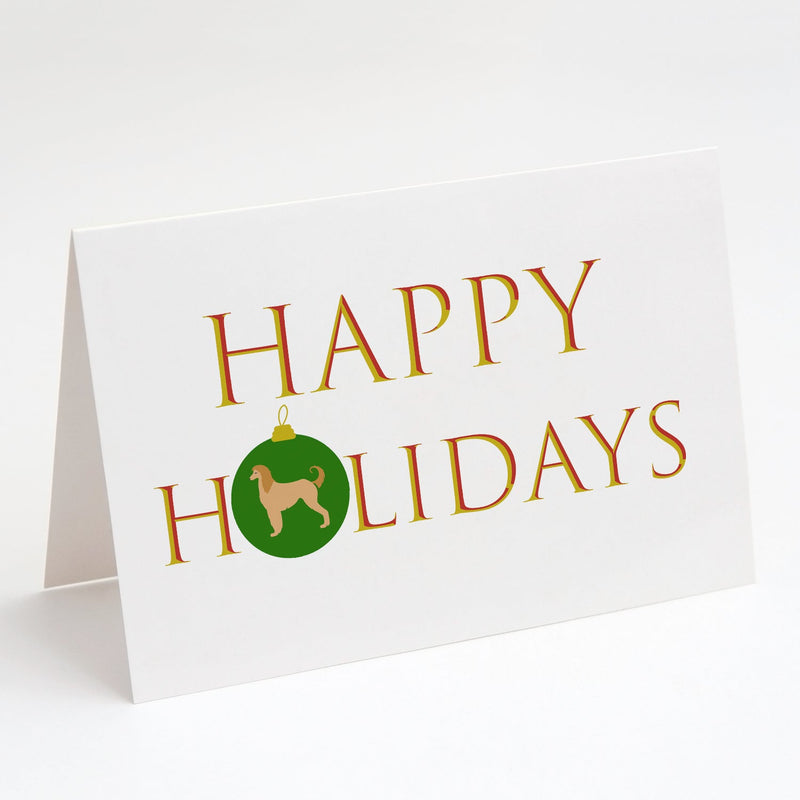 Afghan Hound Happy Holidays Greeting Cards and Envelopes Pack of 8