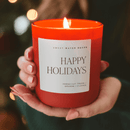 Happy Holidays Soy Candle - Red Matte Jar - 15 oz (Christmas) by Sweet Water Decor