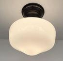 Modern Milk Glass Schoolhouse Ceiling Light | 9"