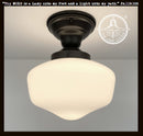 Modern Milk Glass Schoolhouse Ceiling Light | 9"