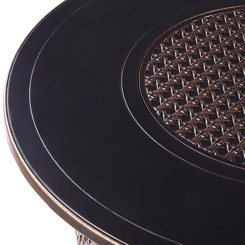 Aluminum 44-in Round Propane Fire Table with Beads, Covers and Lid