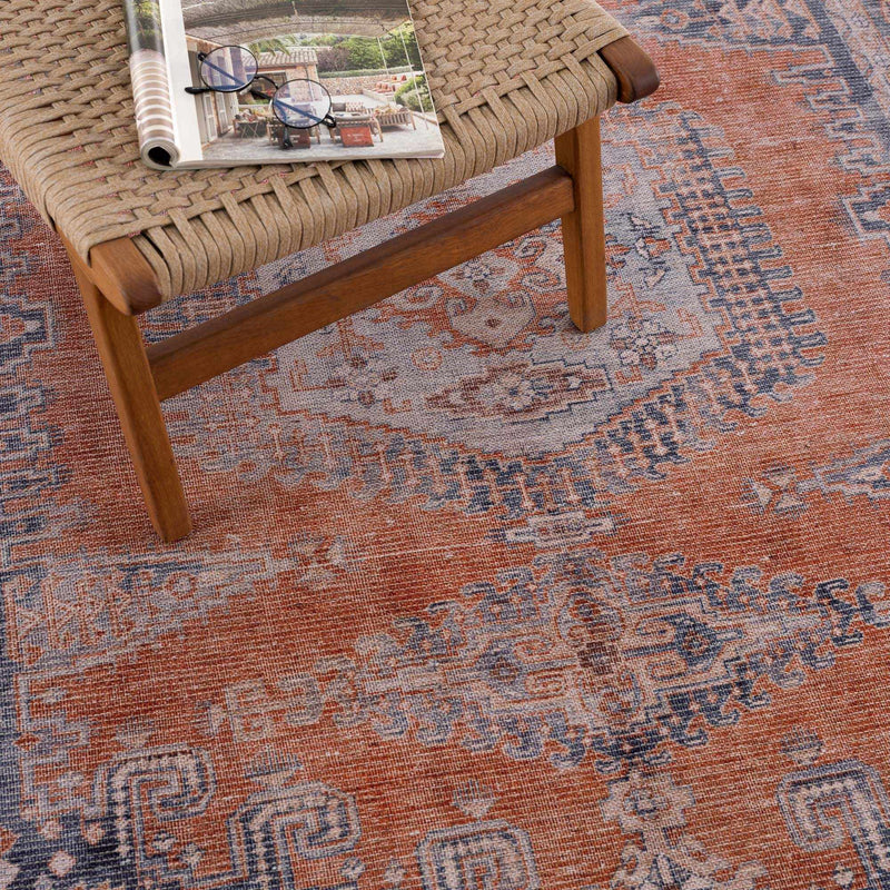 Taber Burnt Orange Washable Rug