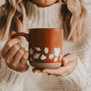 Fall Leaves 14 oz Orange Stoneware Coffee Mug by Sweet Water Decor