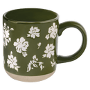 Green Floral 14 oz Stoneware Coffee Mug by Sweet Water Decor