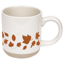 Orange Leaves 14 oz Cream Stoneware Coffee Mug by Sweet Water Decor