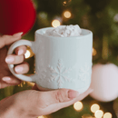 Snowflakes 14 oz Blue Stoneware Coffee Mug by Sweet Water Decor