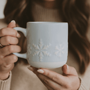 Snowflakes 14 oz Blue Stoneware Coffee Mug by Sweet Water Decor