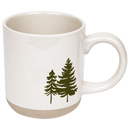 Green Trees 14 oz Cream Stoneware Coffee Mug by Sweet Water Decor