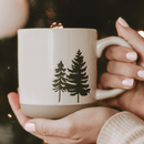 Green Trees 14 oz Cream Stoneware Coffee Mug by Sweet Water Decor