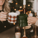 White Plaid 14 oz Gold Handle Coffee Mug by Sweet Water Decor