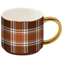 Brown Plaid 14 oz Gold Handle Coffee Mug by Sweet Water Decor