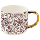 Brown Delft 14 oz Gold Handle Coffee Mug by Sweet Water Decor