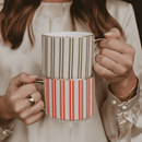 Red Stripe 14 oz Gold Handle Coffee Mug by Sweet Water Decor