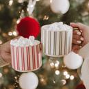 Green Stripe 14 oz Gold Handle Coffee Mug by Sweet Water Decor
