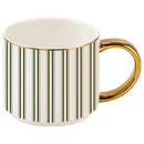 Green Stripe 14 oz Gold Handle Coffee Mug by Sweet Water Decor