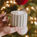 Green Stripe 14 oz Gold Handle Coffee Mug by Sweet Water Decor