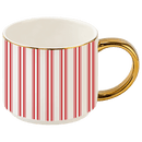 Red Stripe 14 oz Gold Handle Coffee Mug by Sweet Water Decor