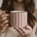 Red Stripe 14 oz Gold Handle Coffee Mug by Sweet Water Decor
