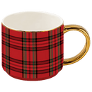 Red Plaid 14 oz Gold Handle Coffee Mug by Sweet Water Decor