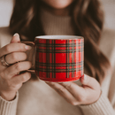 Red Plaid 14 oz Gold Handle Coffee Mug by Sweet Water Decor