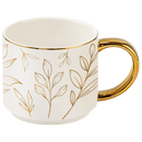 Gold Leaves 14 oz Gold Handle Coffee Mug by Sweet Water Decor