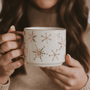 Gold Snowflakes 14 oz Gold Handle Coffee Mug by Sweet Water Decor