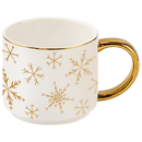 Gold Snowflakes 14 oz Gold Handle Coffee Mug by Sweet Water Decor