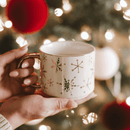 Gold Snowflakes 14 oz Gold Handle Coffee Mug by Sweet Water Decor