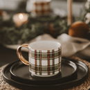 Green Plaid 14 oz Gold Handle Coffee Mug by Sweet Water Decor