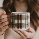 Green Plaid 14 oz Gold Handle Coffee Mug by Sweet Water Decor