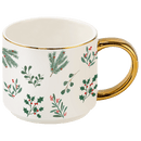 Holiday Greenery 14 oz Gold Handle Coffee Mug by Sweet Water Decor