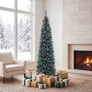 Snowy Artificial Pencil Christmas Tree with Pine Cones