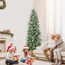 6/7.5/9 Feet Pre-Lit Artificial Christmas Tree Snow Flocked Hinged