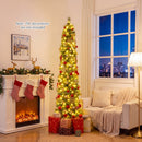 6/7/8 FT Pre-Lit Pencil Artificial Christmas Tree with 120/150/200 LED Warm White Lights and 8 Modes