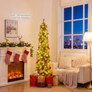 6/7/8 FT Pre-Lit Pencil Artificial Christmas Tree with 120/150/200 LED Warm White Lights and 8 Modes