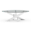 17" H Contemporary Glass Coffee Table in Living Room, Bedroom