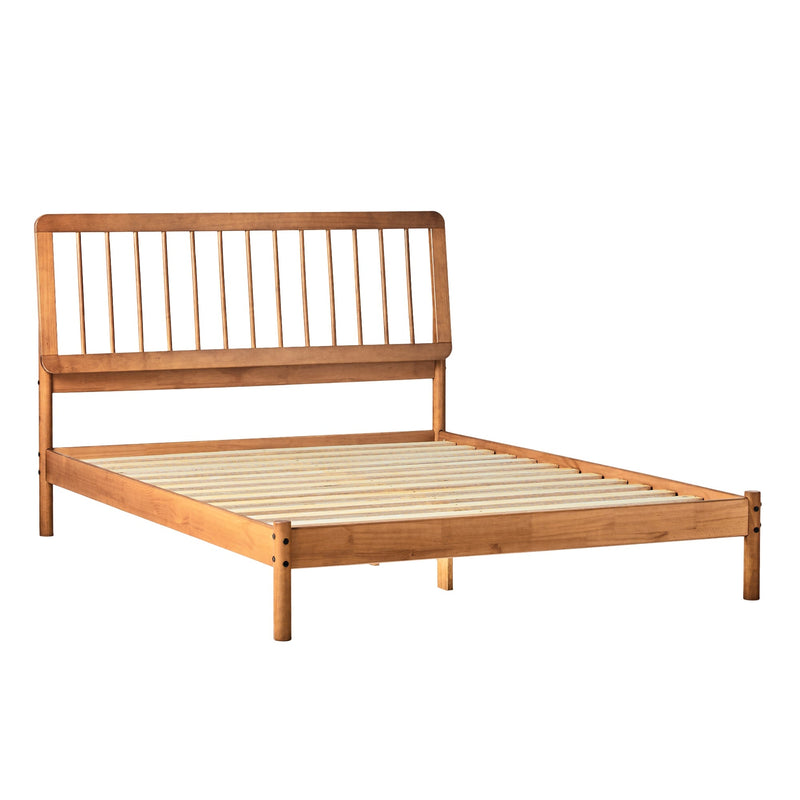 Cama Mid-Century Modern Solid Wood Spindle Bedframe