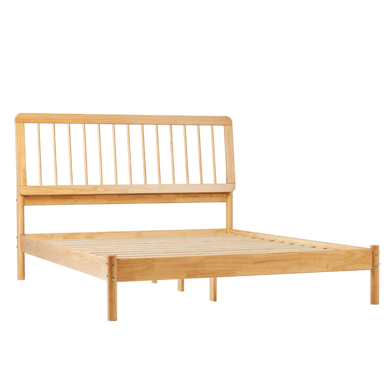 Cama Mid-Century Modern Solid Wood Spindle Bedframe