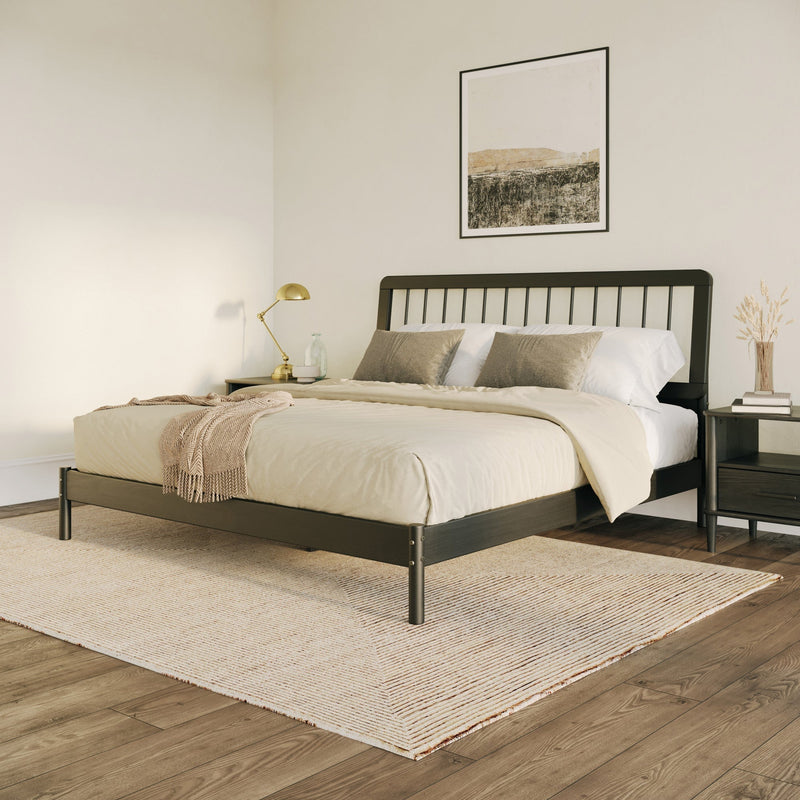 Cama Mid-Century Modern Solid Wood Spindle Bedframe