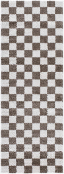 Canika Brown Washable Checkered Area Rug