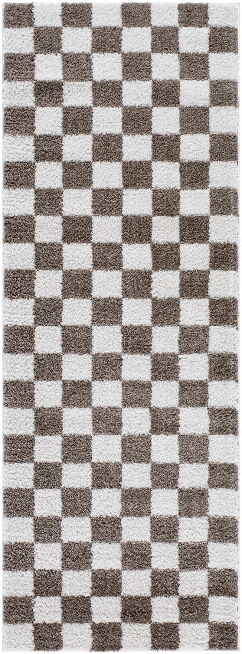 Canika Brown Washable Checkered Area Rug