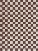 Canika Brown Washable Checkered Area Rug