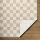 Canika Checkered Cream Washable Area Rug